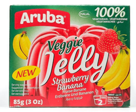 Aruba Veggie Jelly Stawberry Banana / Kasvishyytelö mansikka&banaanimakuisia 85g - Vanukkaat ja jälkiruoka-ainekset - 18255 - 1