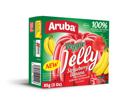 Aruba Veggie Jelly Stawberry Banana / Kasvishyytelö mansikka&banaanimakuisia 85g - Vanukkaat ja jälkiruoka-ainekset - 18255 - 1