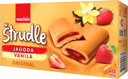 Medela Strudle Strawberry/ Mansikkatäyttekeksi 240g - Täytekeksit ja vohvelit - 21275 - 1