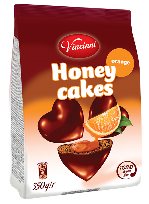Vincinni Honey Cake Orange/ Appelsiini Hunajakakku 350g - Täytekeksit ja vohvelit - 18065 - 1