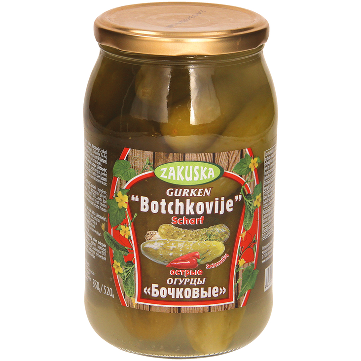 Zakuska Spicy Pickled Cucumber / Mausteiset kurkut chilillä 830/520g CAM - Kurkkusäilykkeet - 20715 - 1