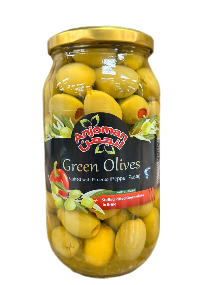Anjoman Green Olives with Pepper Paste / Paprikatahnatäyt. vihreät oliivit 960g - Oliivisäilykkeet - 19315 - 1