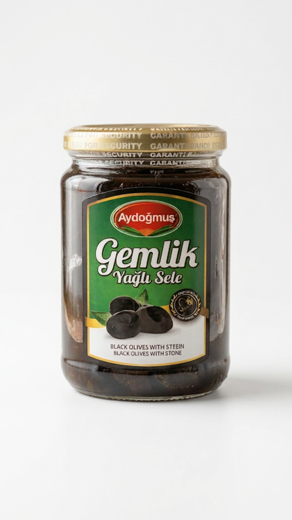 Aydogmus Gemlik Yagli Sele Zeytin / Kivelliset mustat oliivit 400g CAM - Oliivisäilykkeet - 21585 - 1