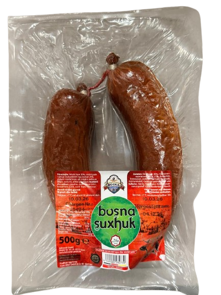 Bosna Sudzuk Hot / Bosnialainen naudan&kananmakkara mausteinen 500g - Sucuk makkarat - 18865 - 1