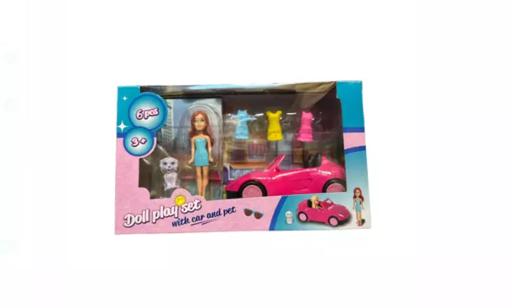 Doll Play Set With Car And Pet Nukkeleikkisetti 083562 - Lelut - 13075 - 1