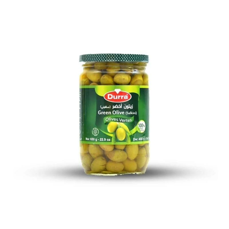 Durra Whole Green Olives / Vihreät oliivit kivellinen (Salkini) 650g CAM - Oliivisäilykkeet - 2195 - 1