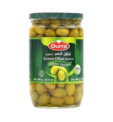 Durra Whole Green Olives / Vihreät oliivit kivellinen (Salkini) 650g CAM - Oliivisäilykkeet - 2195 - 1