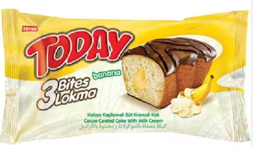 Elvan Today 3Bites Lokma Banana / Banaani minikakku 45g - Täytekeksit ja vohvelit - 13805 - 1