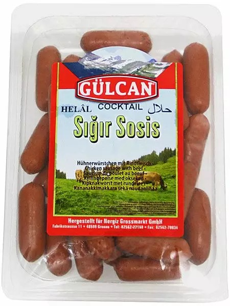 Gulcan Cocktail Sigir Sosis / Kananakkimakkara sekä naudanlihaa 300g - Kana leikkeleet ja makkarat - 5805 - 1
