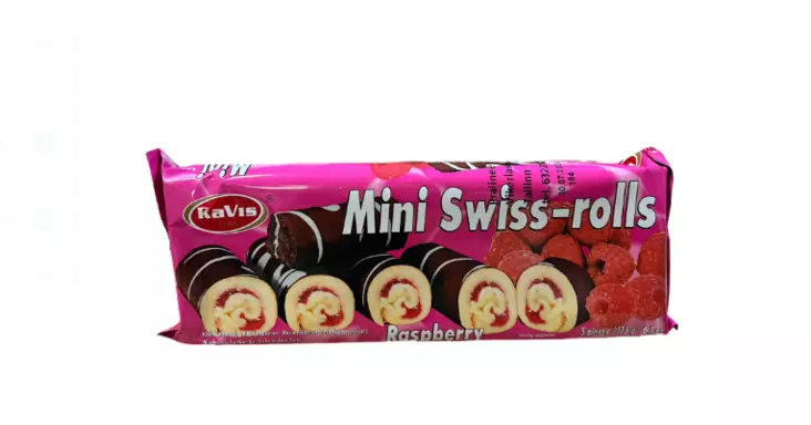 Kavis Mini Swiss Rolls Rasberry / Vadelma käärretorttu 175g - Täytekeksit ja vohvelit - 12835 - 1
