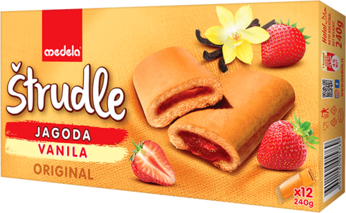 Medela Strudle Strawberry/ Mansikkatäyttekeksi 240g - Täytekeksit ja vohvelit - 21275 - 1