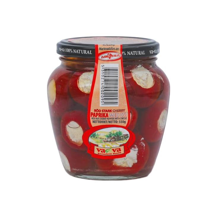 Vava Red Cherry Paprika Mild/ Punainen Kirsikkapaprika Juustolla 550g - Tomaatti- ja paprikasäilykkeet - 17565 - 1