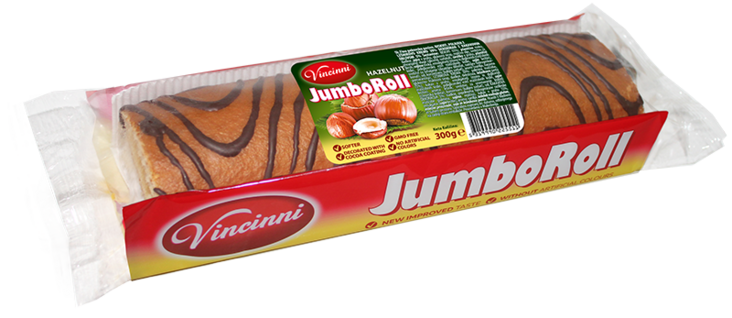 Vincinni Jumbo Roll Hazelnut/ Hasselpähkinä Rullattu Sokerikakku 300g - Täytekeksit ja vohvelit - 18735 - 1