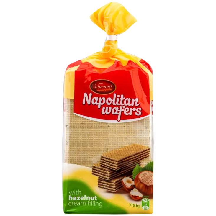 Vincinni Napolitan Wafers Hazelnut / Hasselpähkinä vohveli 700g - Täytekeksit ja vohvelit - 5115 - 1