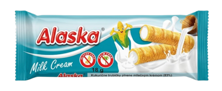 Alaska Milk Cream Corn Tubes/ Maito maissikeksi 18g - Täytekeksit ja vohvelit - 21306 - 1