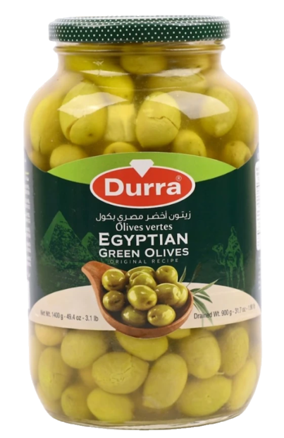 Durra Egyptian Whole Green Olives / Vihreät oliivit kivellinen 1400g CAM - Oliivisäilykkeet - 10686 - 1