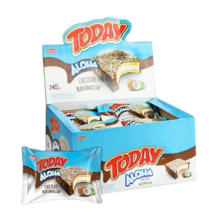 Elvan Today Aloha Coconut / Kaakaopäällysteinen kakku kookoksella&vaahtokarki50g - Täytekeksit ja vohvelit - 10996 - 1