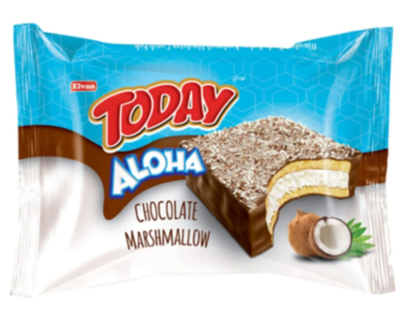 Elvan Today Aloha Coconut / Kaakaopäällysteinen kakku kookoksella&vaahtokarki50g - Täytekeksit ja vohvelit - 10996 - 2