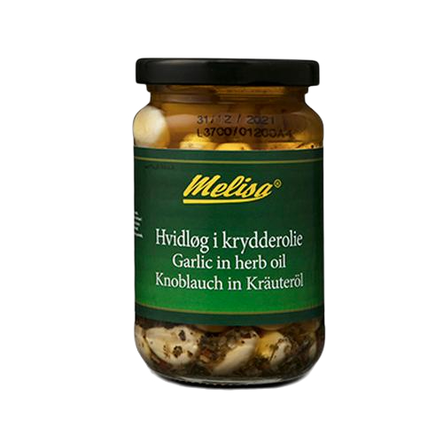 Melisa Garlic in Herb Oil / Valkosipuli yrttiöljyssä 280g CAM - Vihannessäilykkeet - 17586 - 1