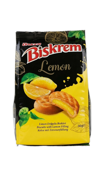Ulker Biskrem Lemon Biscuits/ Sitruuna täytekeksi 160g - Täytekeksit ja vohvelit - 19666 - 1