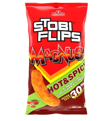 Vitaminka Stobi Flips Hot&Spicy Maissi-pähkinänaksu 200g - Sipsit - 19866 - 1