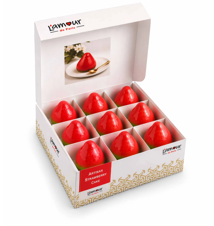 901024B Lamour Artisan Strawberry Cake/ Mansikkakakku 9x90g - Pakastemakeiset ja -jälkiruoat - 20146 - 1