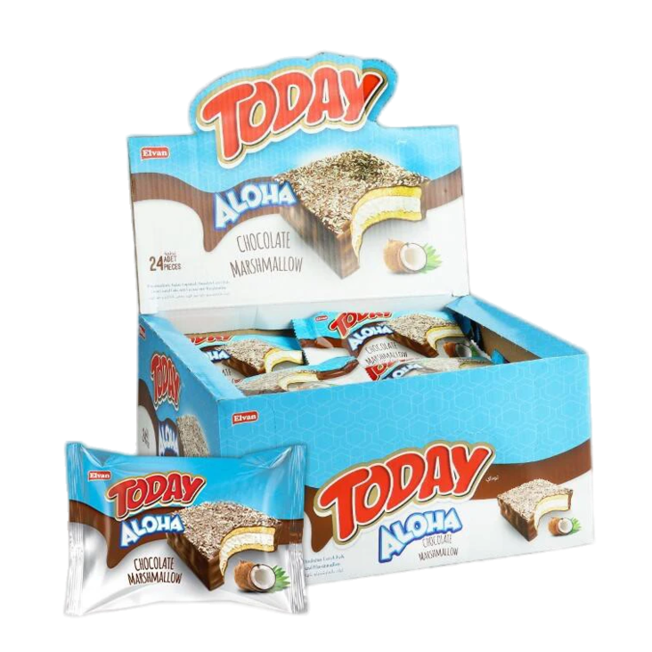 Elvan Today Aloha Coconut / Kaakaopäällysteinen kakku kookoksella&vaahtokarki50g - Täytekeksit ja vohvelit - 10996 - 1