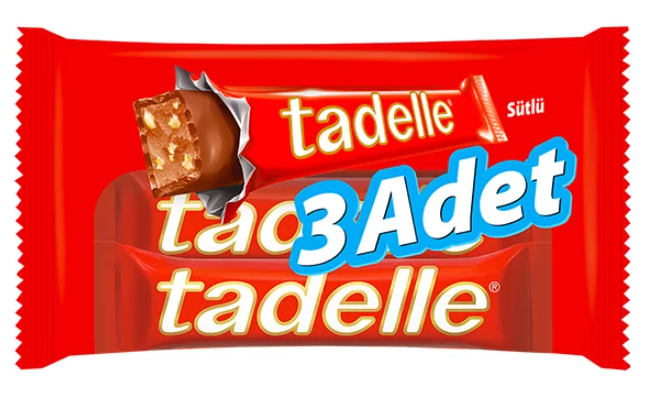 Tadelle Hasselpähkinätäytteinen maitosuklaa Patukka 3x30g - Patukat - 20036 - 1