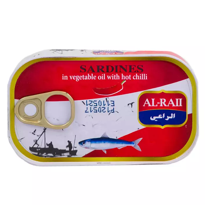 AL-RAII Sardines Hot / Tulinen Sardiini Öljyssä 125/90g TNK - Kala- ja äyriäissäilykkeet - 9046 - 1