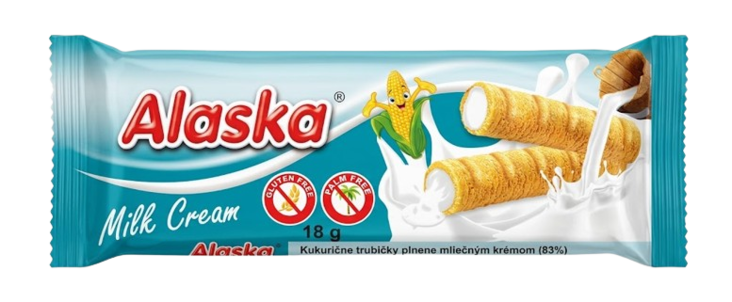 Alaska Milk Cream Corn Tubes/ Maito maissikeksi 18g - Täytekeksit ja vohvelit - 21306 - 1