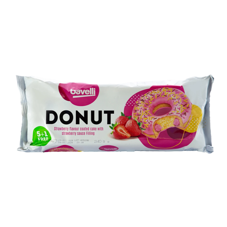 Bavelli Donut Strawberry / Mansikkatäytedonitsi 240g - Täytekeksit ja vohvelit - 18136 - 1