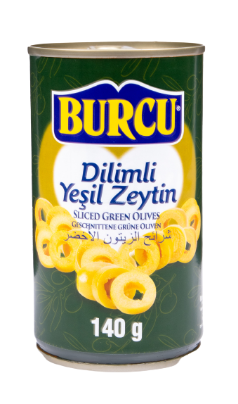 Burcu Dilimli Yesil Zeytin / Viipaloidut vihreät oliivit suolaliemessä 140g TNK - Oliivisäilykkeet - 13516 - 1