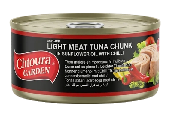 Chtoura Garden Tuna Chunks/ Tonnikala aunringonkukkaöljyssä HOT 160g TNK - Kala- ja äyriäissäilykkeet - 19746 - 1
