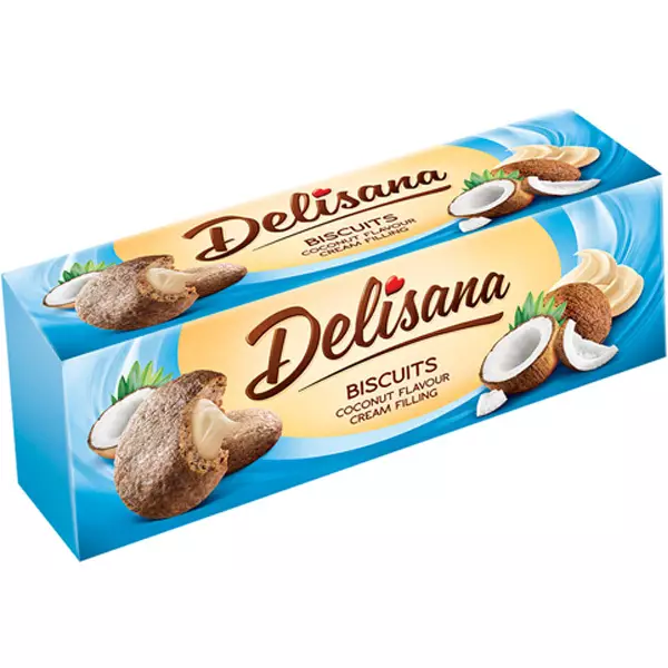Delisana Biscuits kookos täytekeksi 150g - Täytekeksit ja vohvelit - 13646 - 1