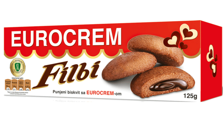 Eurocrem filbi/ Täytettykeksi 125g - Täytekeksit ja vohvelit - 2376 - 1