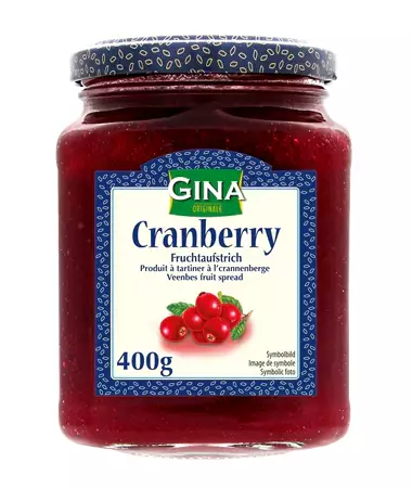 Gina Canberry Spread/ Karpalo Levite 400g - Makeat levitteet ja pähkinälevitteet - 14666 - 1