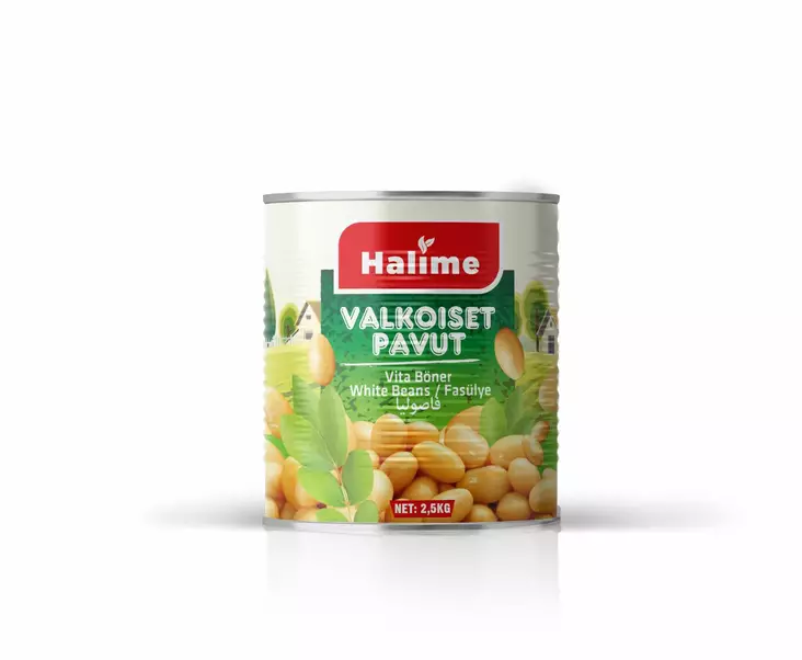 Halime Fasulye / Valkoiset pavut suolaliemessä 2500g TNK - Papu- ja linssisäilykkeet - 11656 - 1
