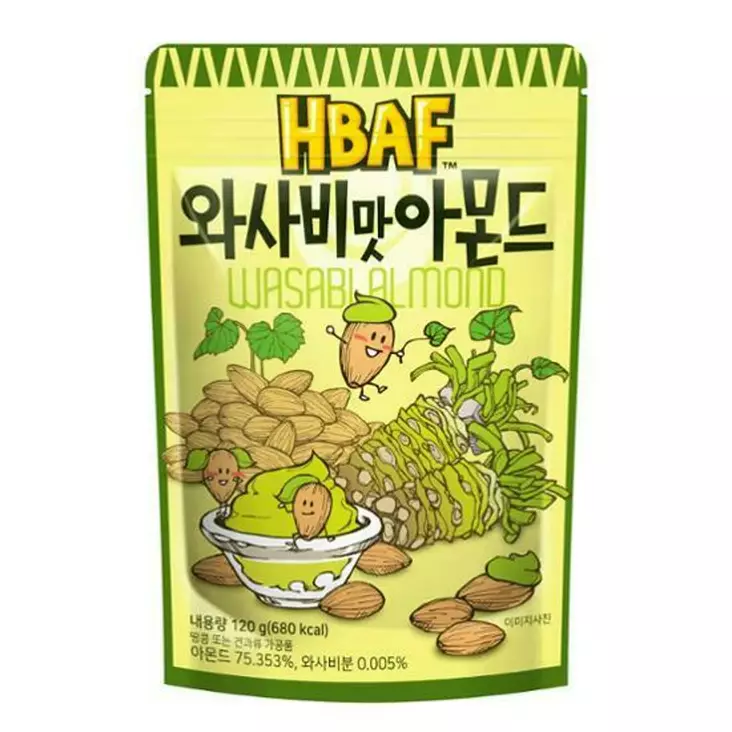 HBAF Wasabi Almond / Paahdettu wasabi manteli 120g - Pähkinät - 14846 - 1
