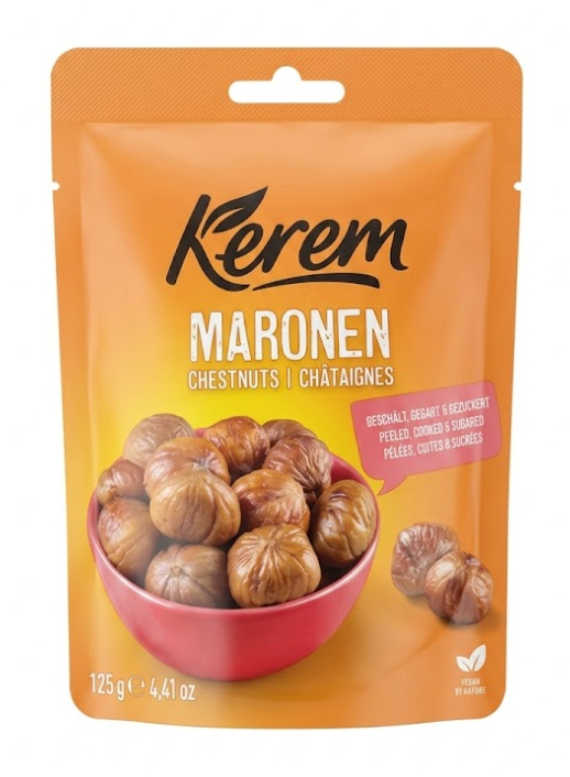 Kerem Maronen Chestnut/ Kastanja kuorittu, kypsennetty & sokerioitu 125g - Kuivatut hedelmät - 19916 - 1