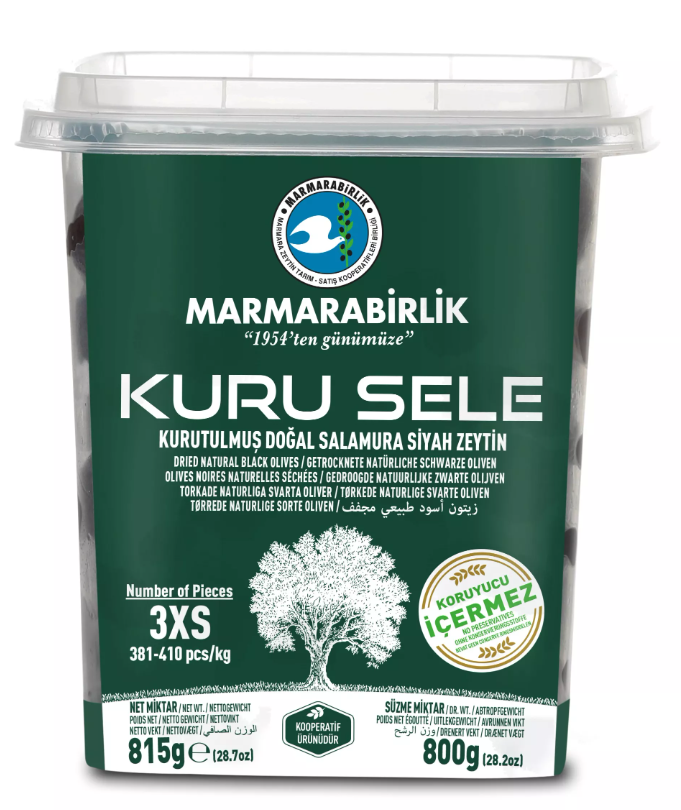 MB 3XS Kuru Sele Siyah Zeytin/ Musta Oliivi 800g PET - Oliivisäilykkeet - 5976 - 1