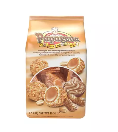 Papagena Vohvelipallot Maapähkinöillä 300g - Täytekeksit ja vohvelit - 13906 - 1