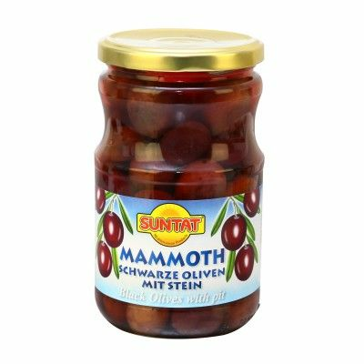 Suntat Mammoth Oliven Siyah Zeytin / Kivelliset mustat oliivit 700/400g CAM - Oliivisäilykkeet - 19036 - 1