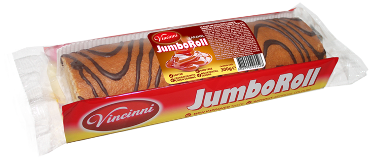 Vincinni Jumbo Roll Caramel/ Karamelli Rullattu Sokerikakku 300g - Täytekeksit ja vohvelit - 18036 - 1