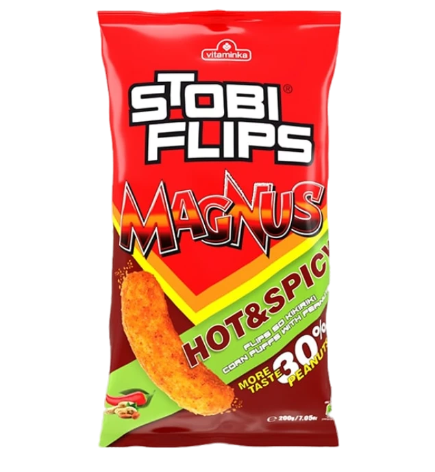 Vitaminka Stobi Flips Hot&Spicy Maissi-pähkinänaksu 200g - Sipsit - 19866 - 1