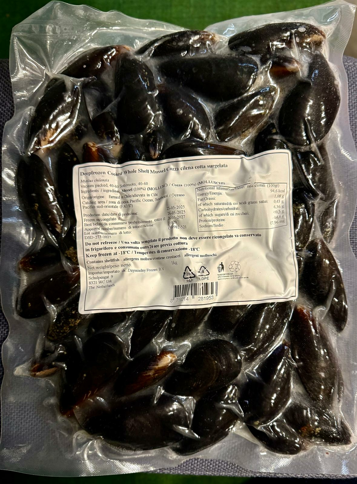 Whole Shell Mussels/ Simpukka 1KG - Pakasteäyriäiset - 18756 - 1