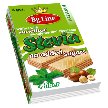 Bg Line Wafer Stevia Hazelnut/ Stevia Vohveli 90g - Täytekeksit ja vohvelit - 20477 - 1