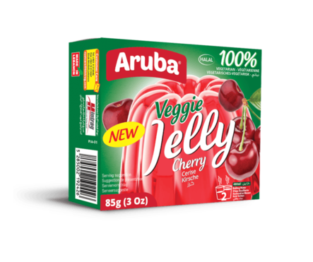 Aruba Veggie Jelly Cherry / Kirsikanmakuinen kasvishyytelösekoitus 85g - Vanukkaat ja jälkiruoka-ainekset - 15477 - 1