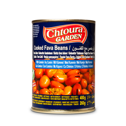 Chtoura Garden Fava Beans (Cumin) / Keitetyt härkäpavut 400g TNK - Papu- ja linssisäilykkeet - 20277 - 1