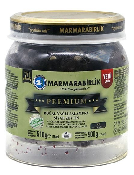 MB Premium XL Siyah Zeytin / Kivelliset mustat oliivit öljyssä 510/500g PET - Oliivisäilykkeet - 19007 - 1