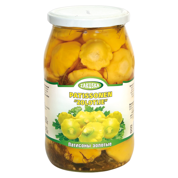 Zakuska Pickled Yellow Patissons / Marinoidut kurpitsat 860/480g CAM - Vihannessäilykkeet - 20707 - 1